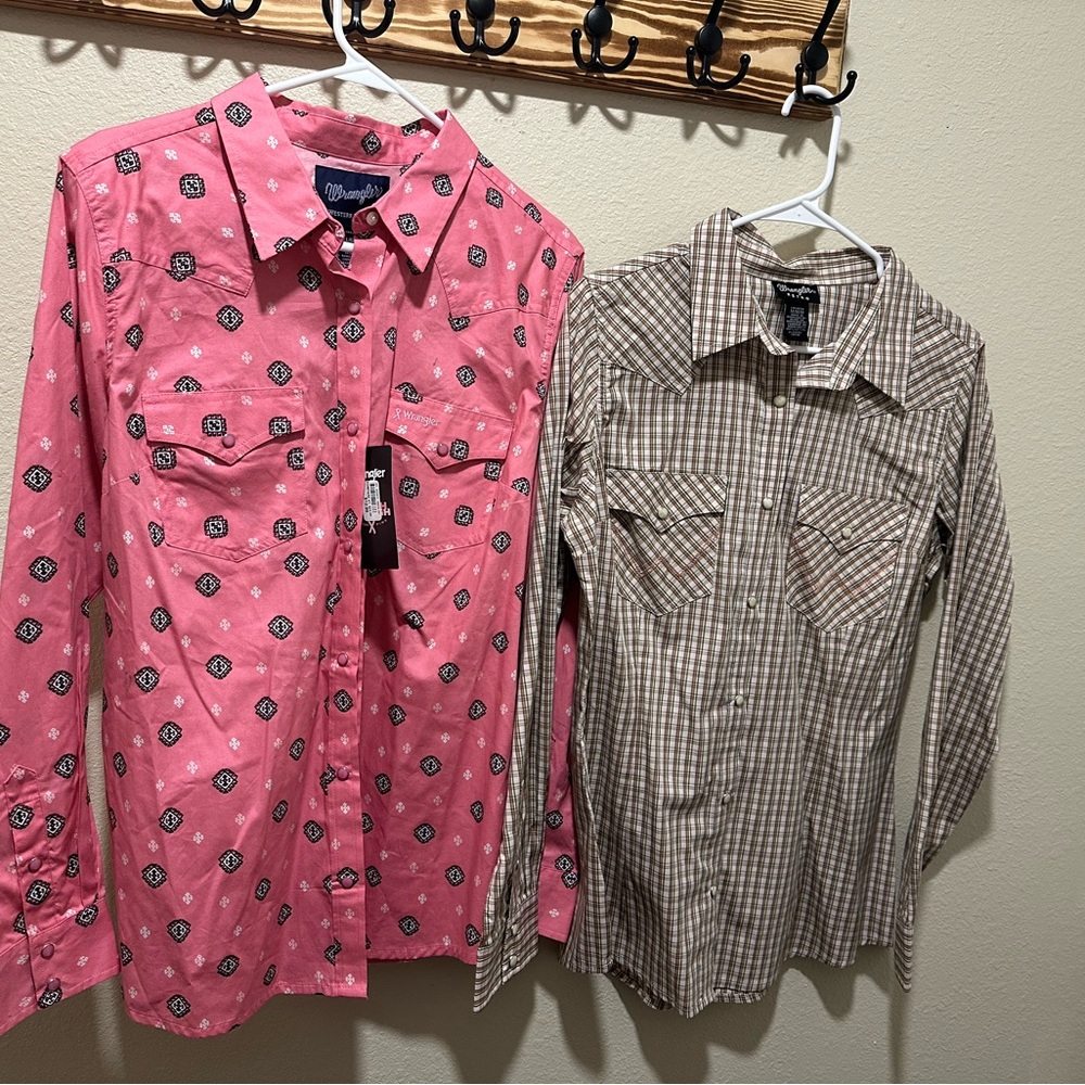Wrangler Pink Paisley and Brown Checkered Shirts